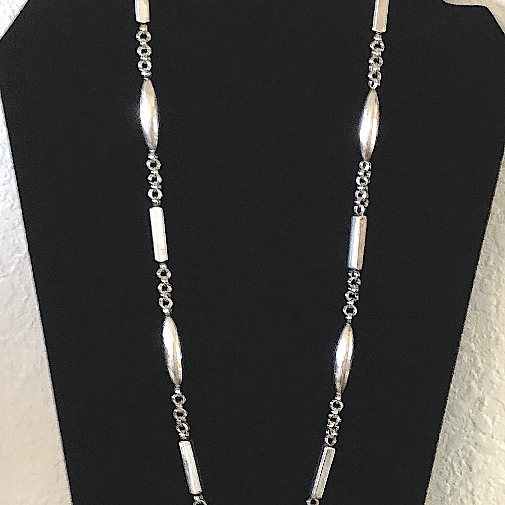 $368 Signed Vintage Designer Estate Necklace Sterling 64 gr. Bell 3 RAE MEXICO - Picture 2 of 5
